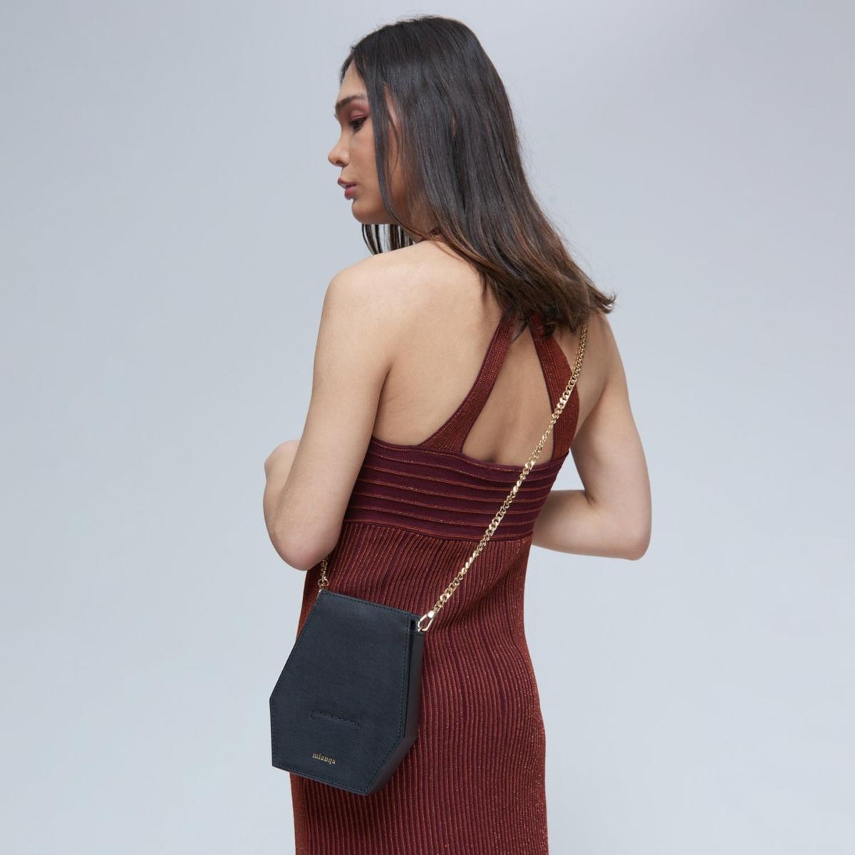 Women's Cactus Leather Crossbody Phone Bag Black | Mianqa – image 11
