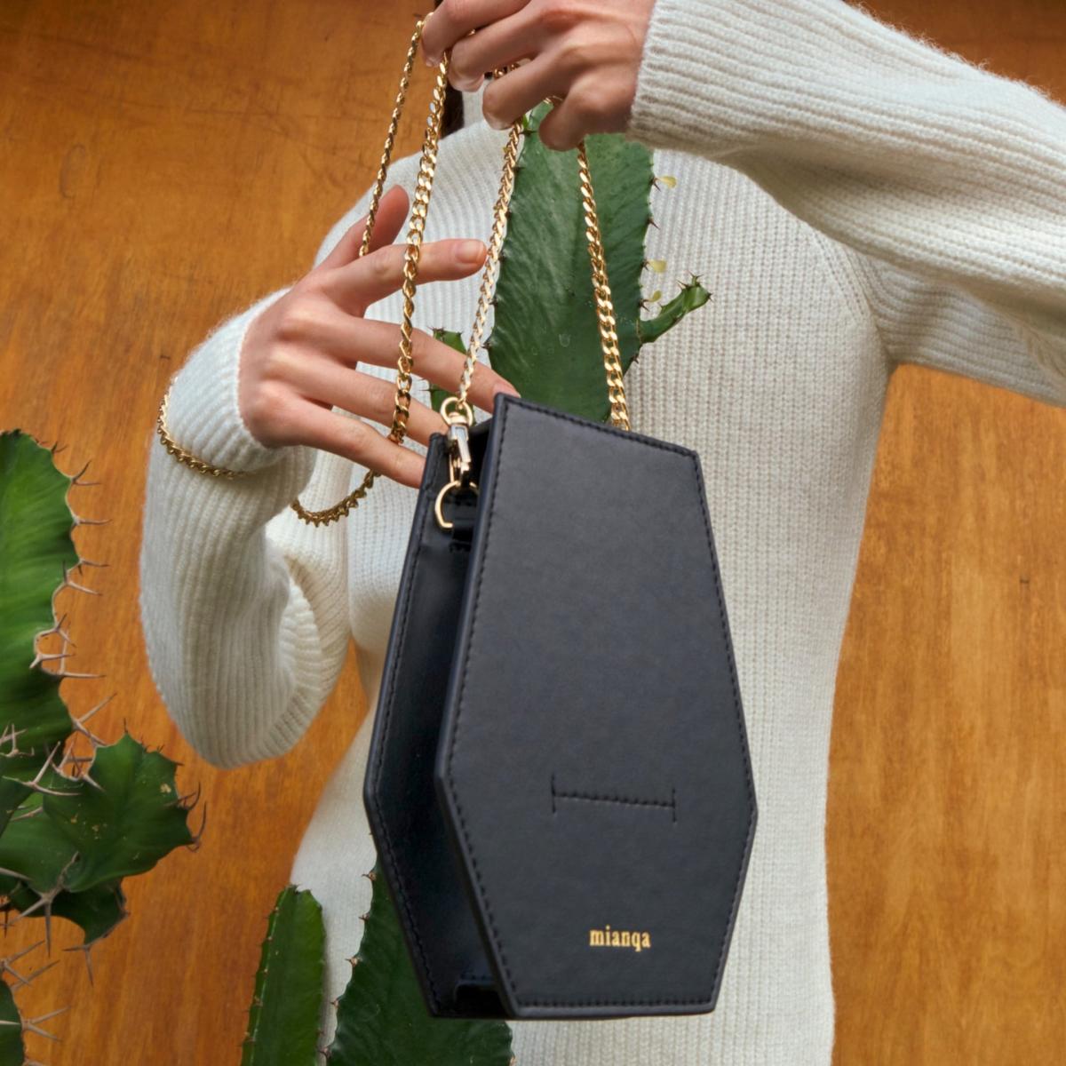 Women's Cactus Leather Crossbody Phone Bag Black | Mianqa – image 12