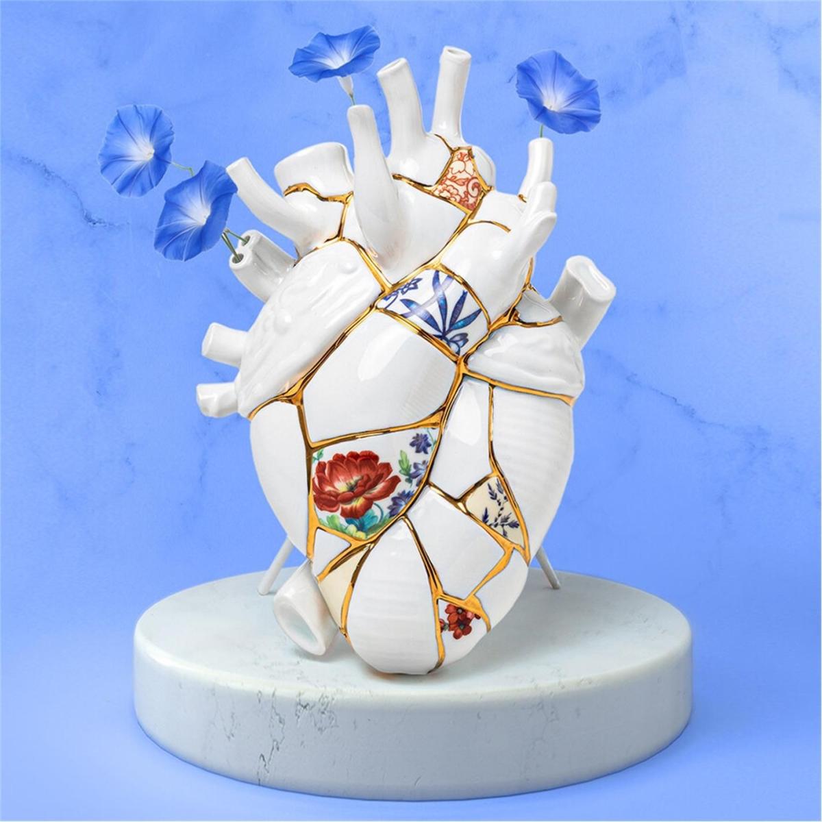 Love In Bloom Kintsugi Porcelain Heart Vase – image 11