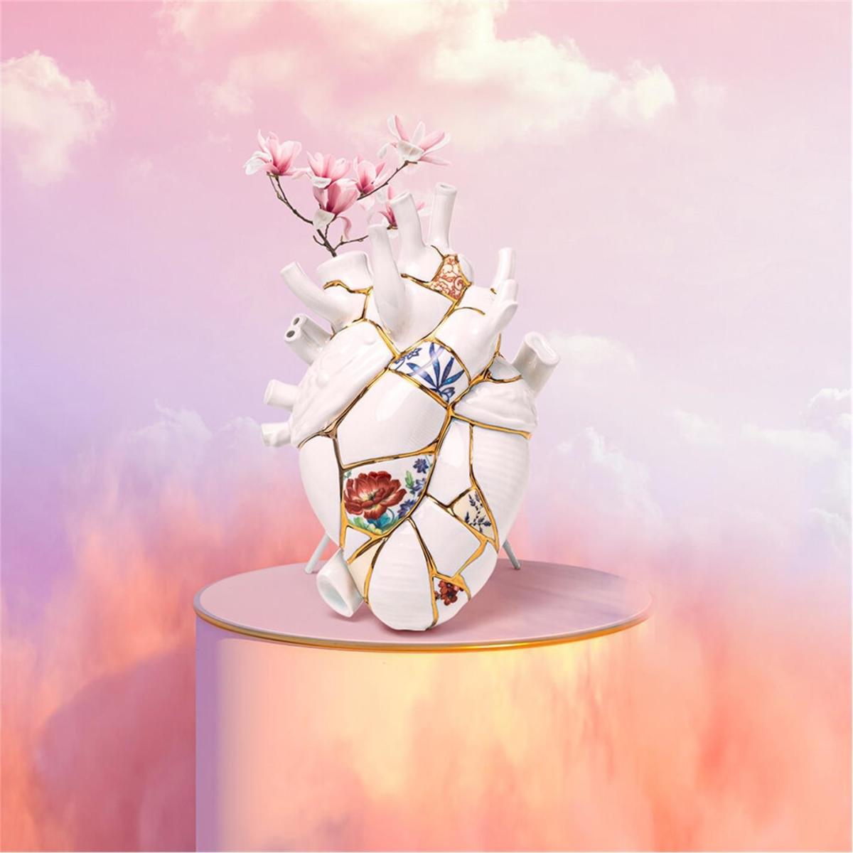Love In Bloom Kintsugi Porcelain Heart Vase – image 12