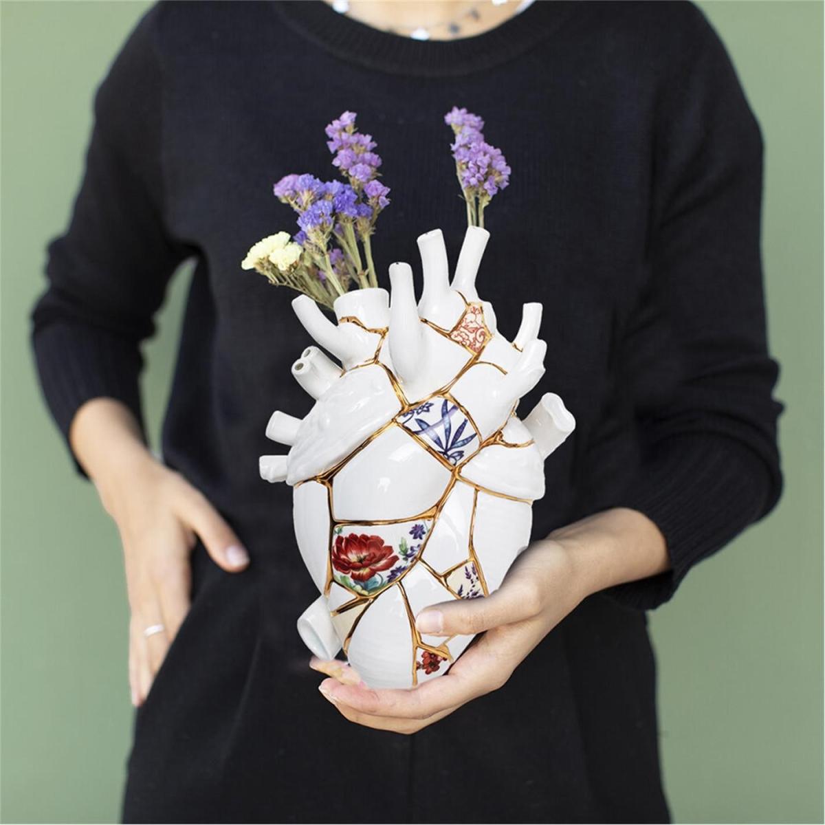 Love In Bloom Kintsugi Porcelain Heart Vase – image 10