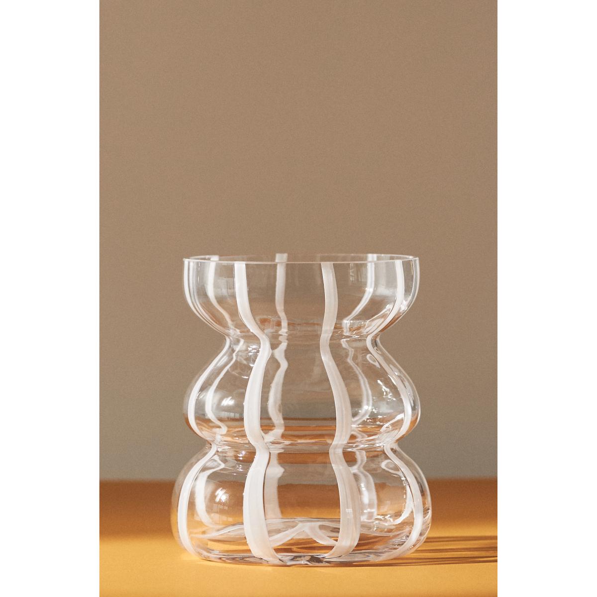 Striped Clear Glass Vase – image 4