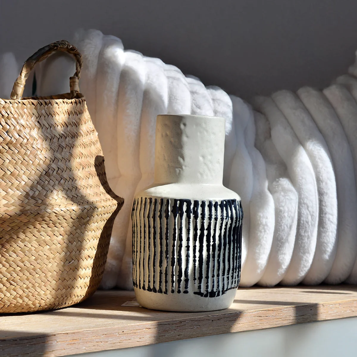 Cream & Black Striped Vase – image 2