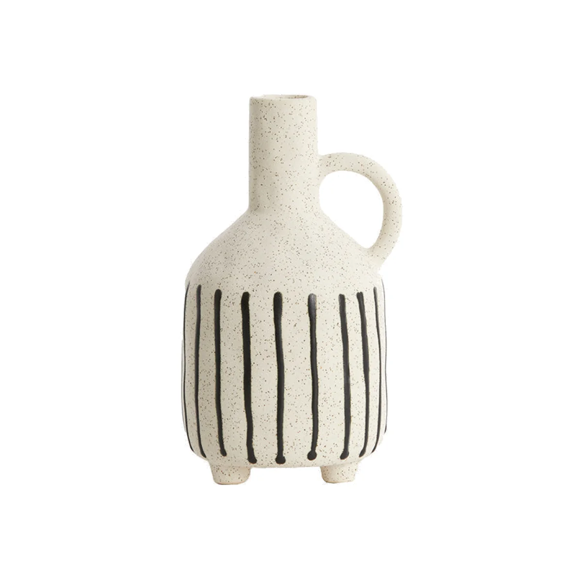 Cream & Black Handled Vase – image 1