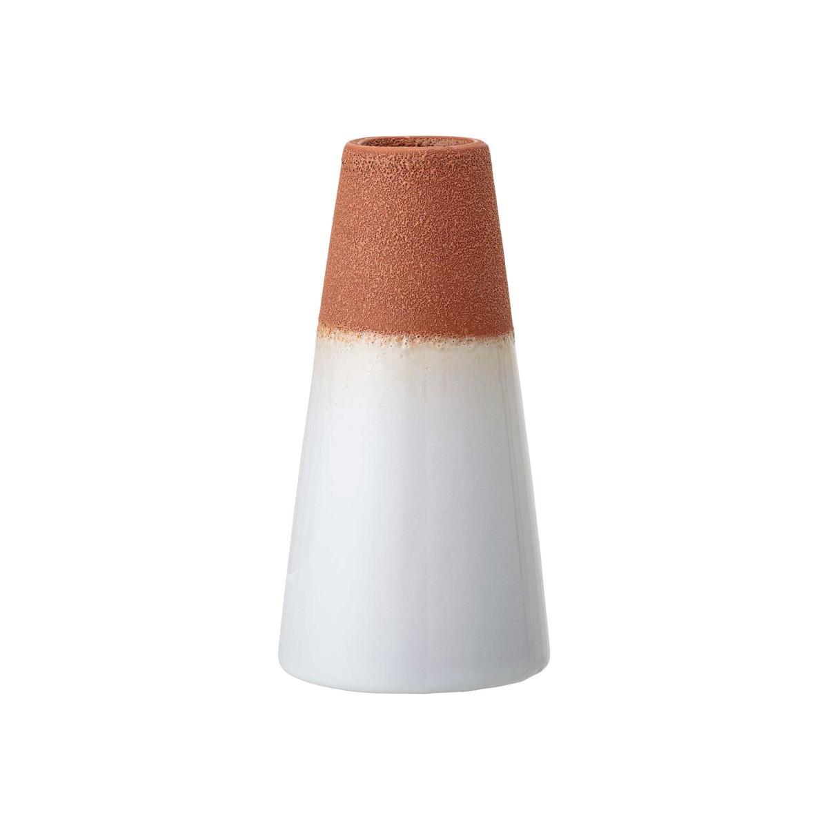 Terracotta Ceramic Vase, White and Terracotta