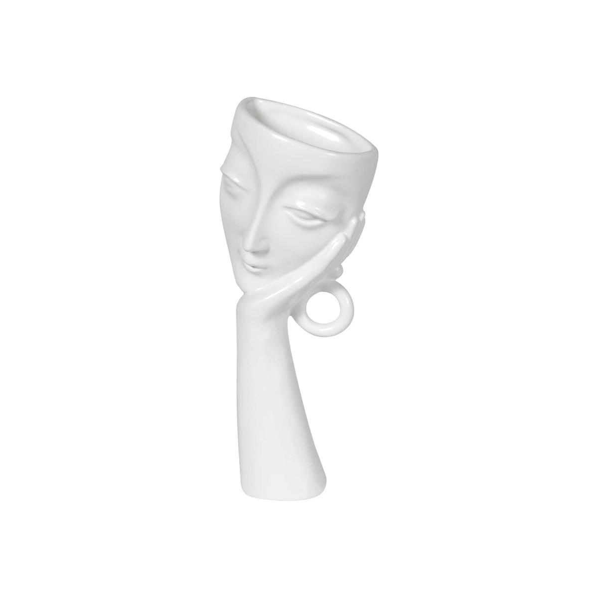 White Tilted Face Vase Ceramic | Barker & Stonehouse – image 1