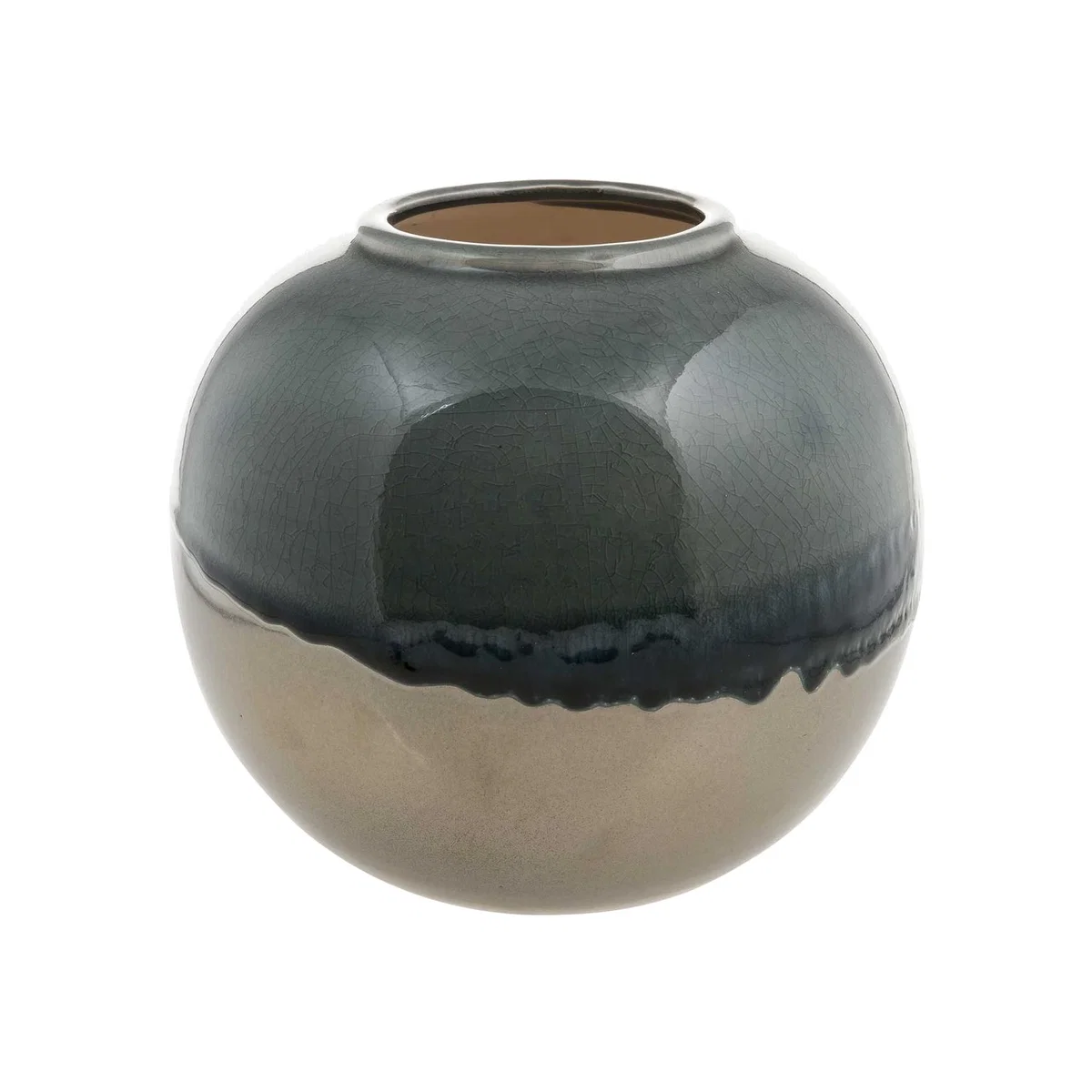 Round Ceramic Glazed Vase, Blue | Barker & Stonehouse