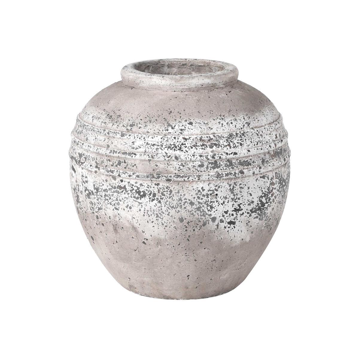 Stone Effect Round Vase, Grey