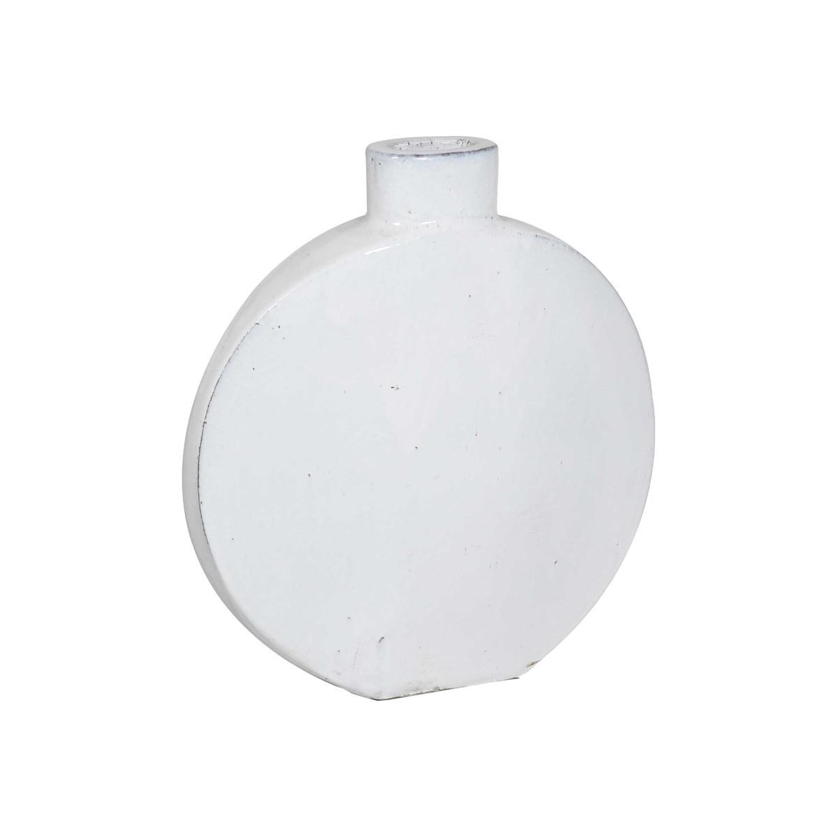 Large Round Ceramic Vase, White