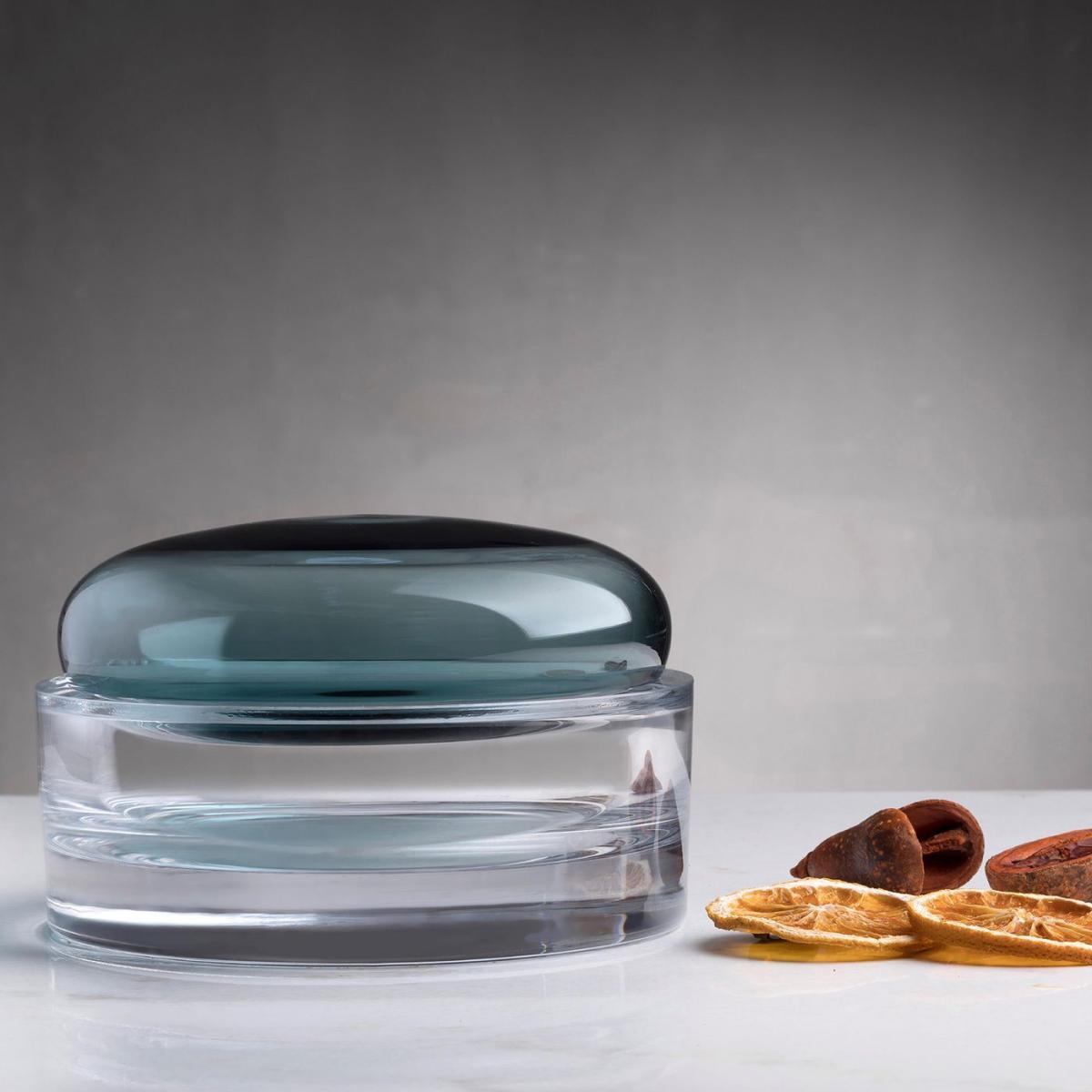 Petroleum Green Ecrin Lidded Vessel Wide – image 2