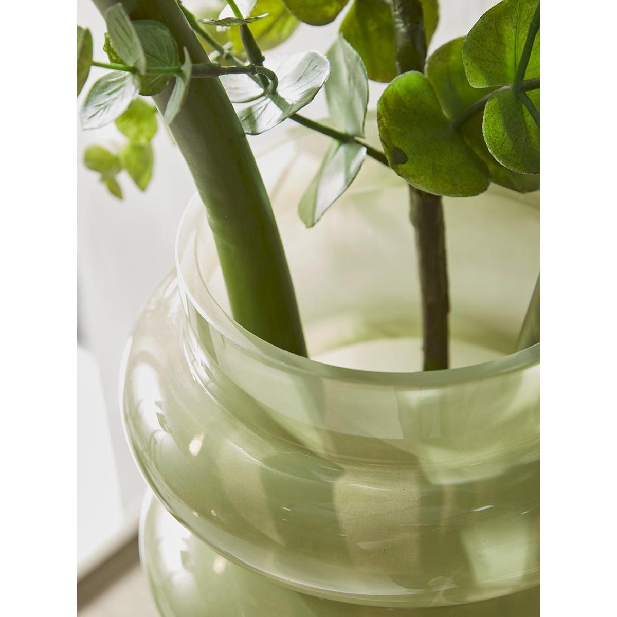 Ripple Olive Glass Vase – image 2