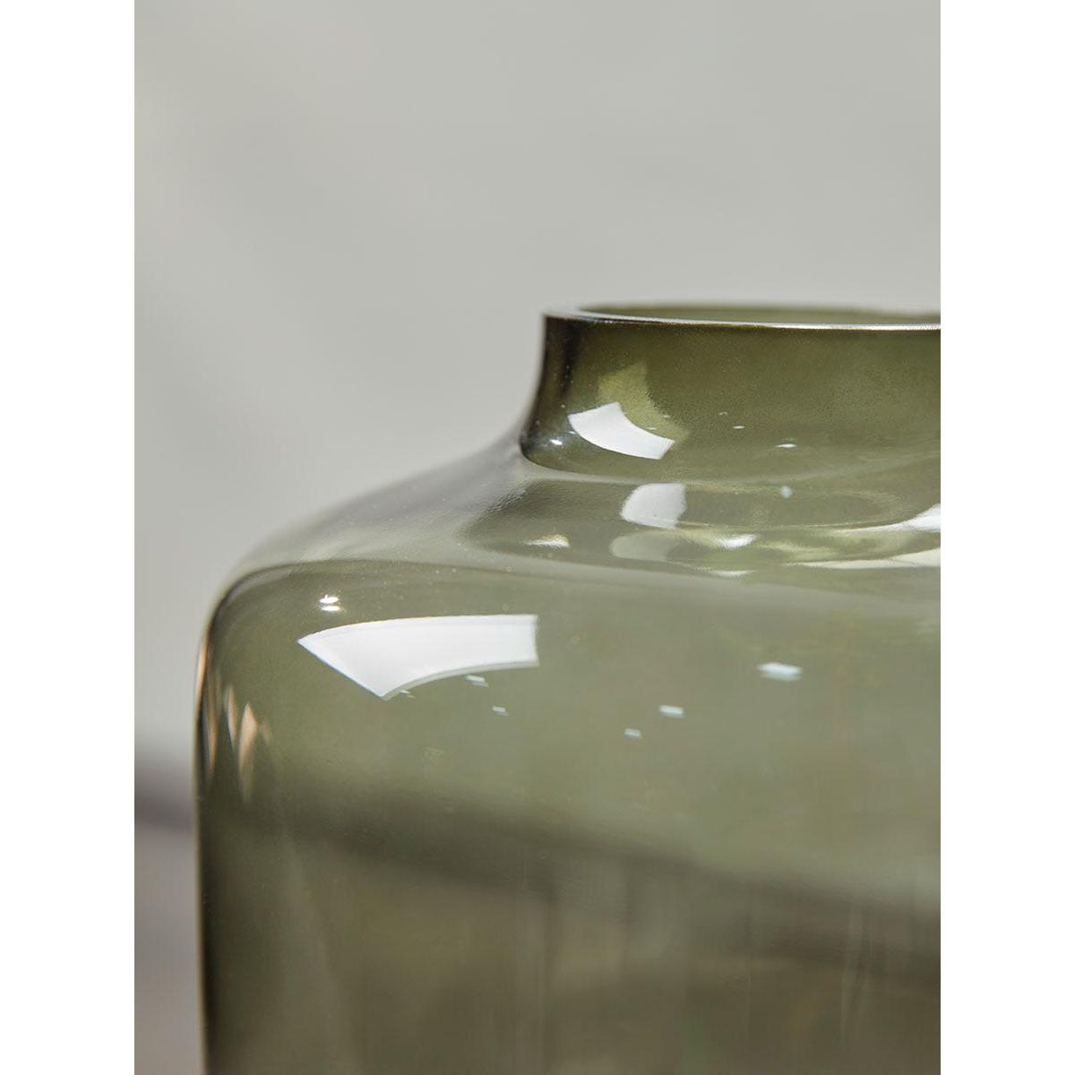 Curved Olive Glass Vase – image 2