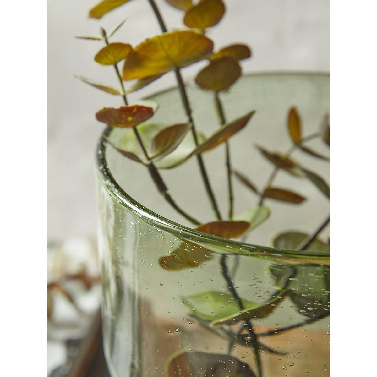 Rounded Olive Glass Vase – image 2