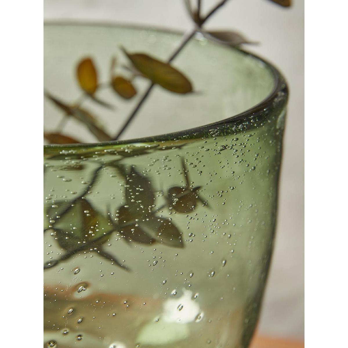 Rounded Olive Glass Vase – image 4