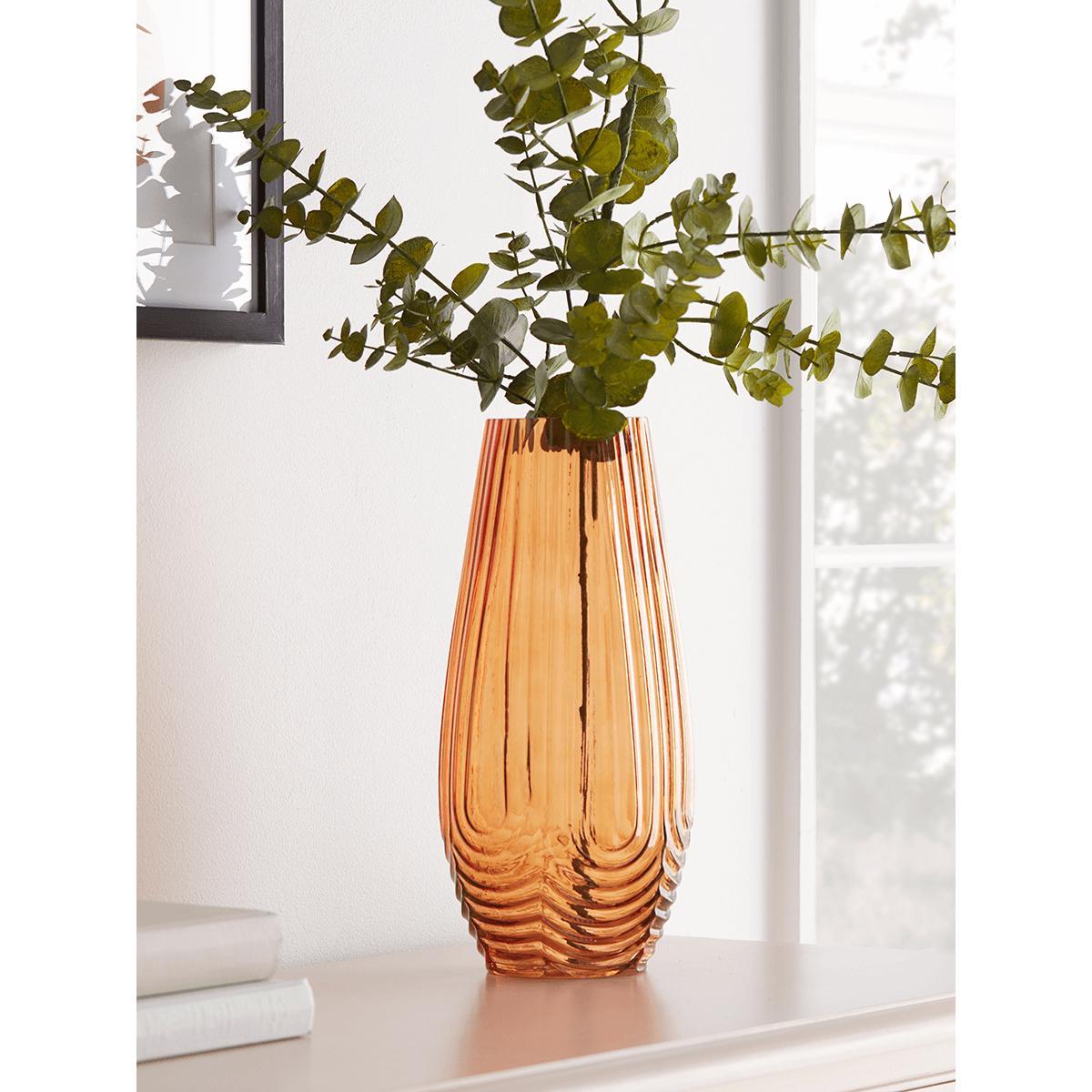 NEW Textured Amber Glass Vase – image 1