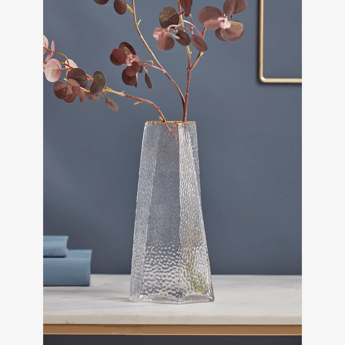 NEW Gold Rim Geometric Glass Vase – image 1