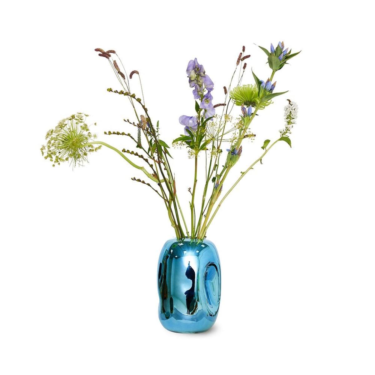 HKliving Glass Vase, Blue Chrome – image 2