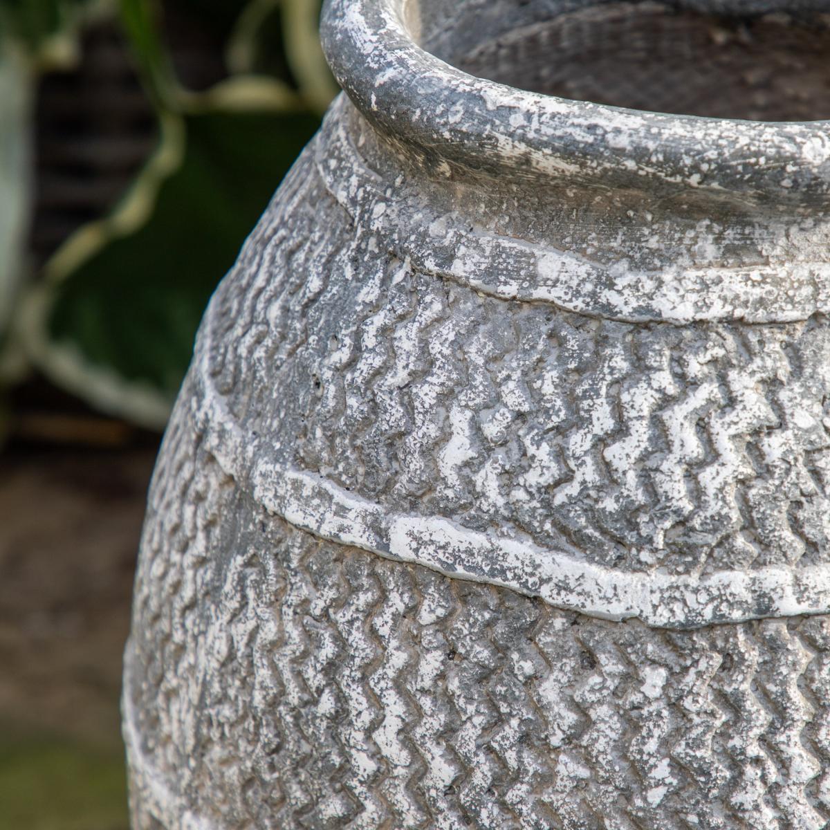 Leverton Small Ribbed Cement Indoor Outdoor Vase Grey – image 2