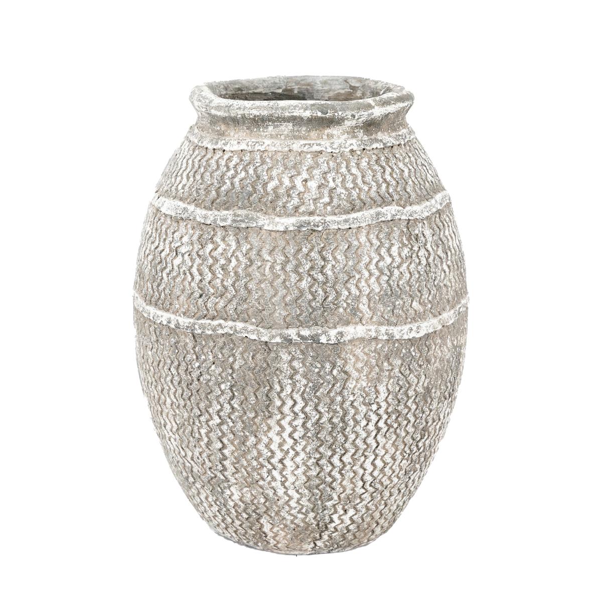 Leverton Small Ribbed Cement Indoor Outdoor Vase Grey – image 3