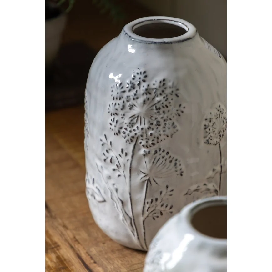 Cedar & Sage Meadow Embossed Ceramic Stone Vase – image 3