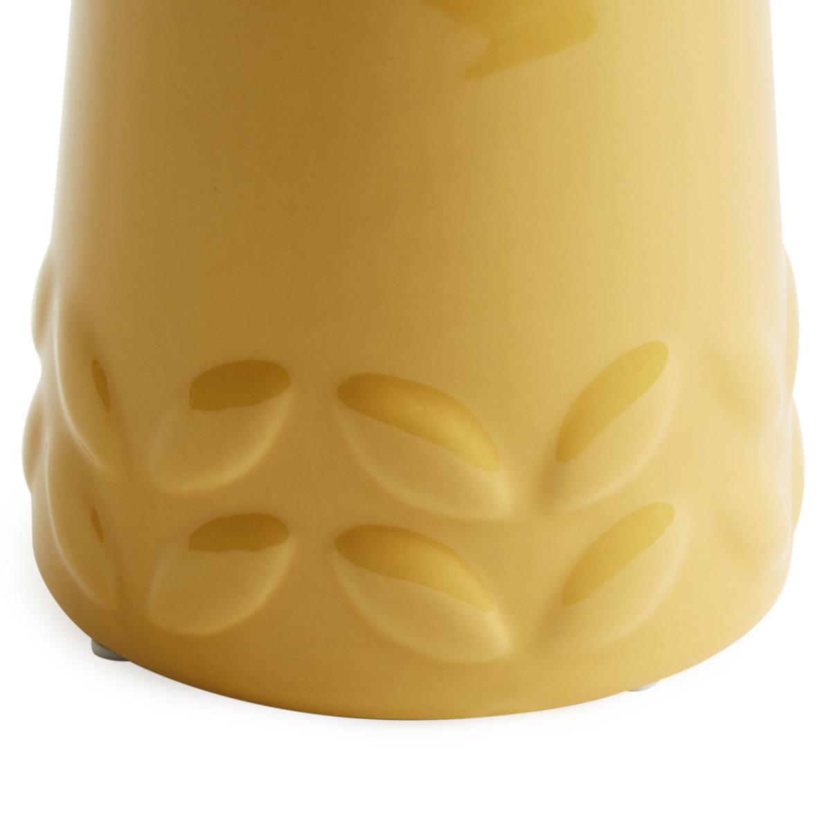 Ochre Leaf Pattern Ceramic Tapered Vase Yellow – image 2