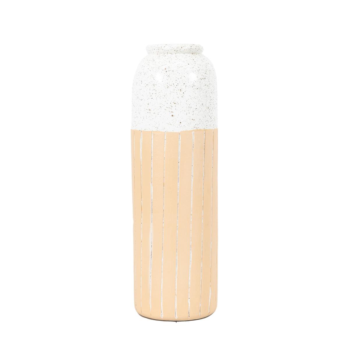 Ramsey Small Striped and Speckled Earthenware Vase White – image 3