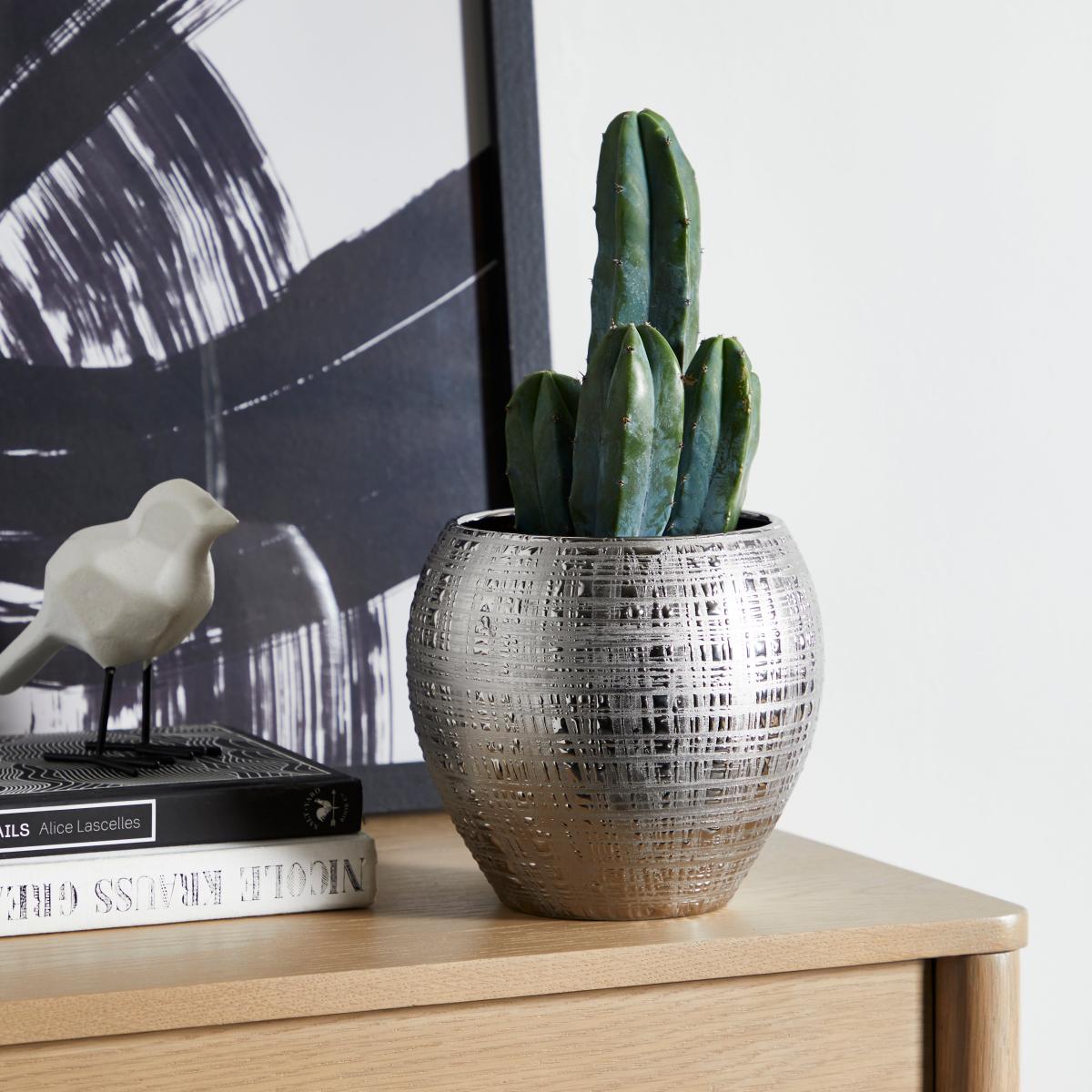 Silver Romano Plant Pot 15cm Silver – image 1