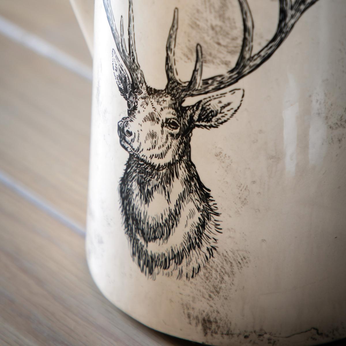 Stag Distressed Pitcher Vase White – image 3