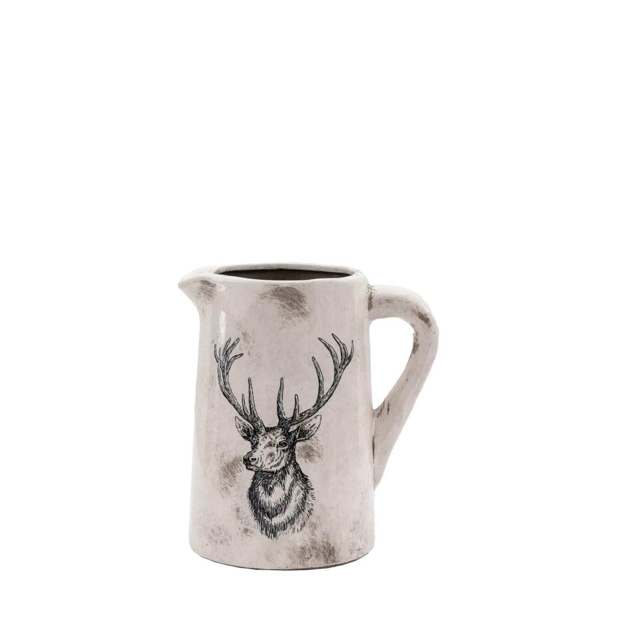 Stag Distressed Pitcher Vase White – image 6