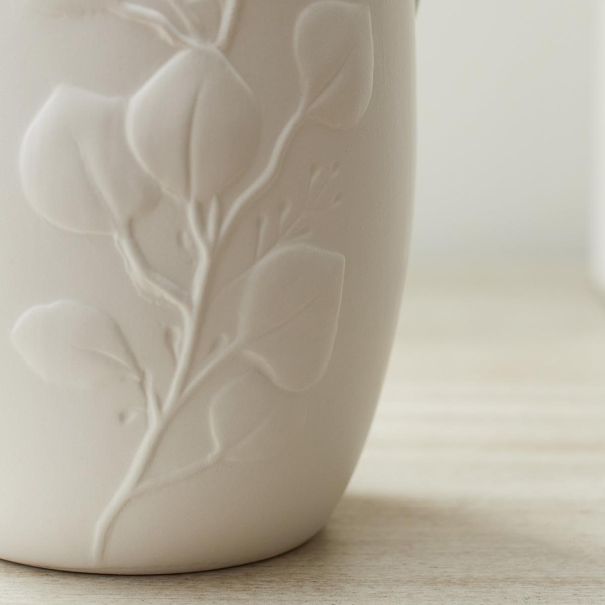 Eucalyptus Embossed Ceramic Jug White – image 2