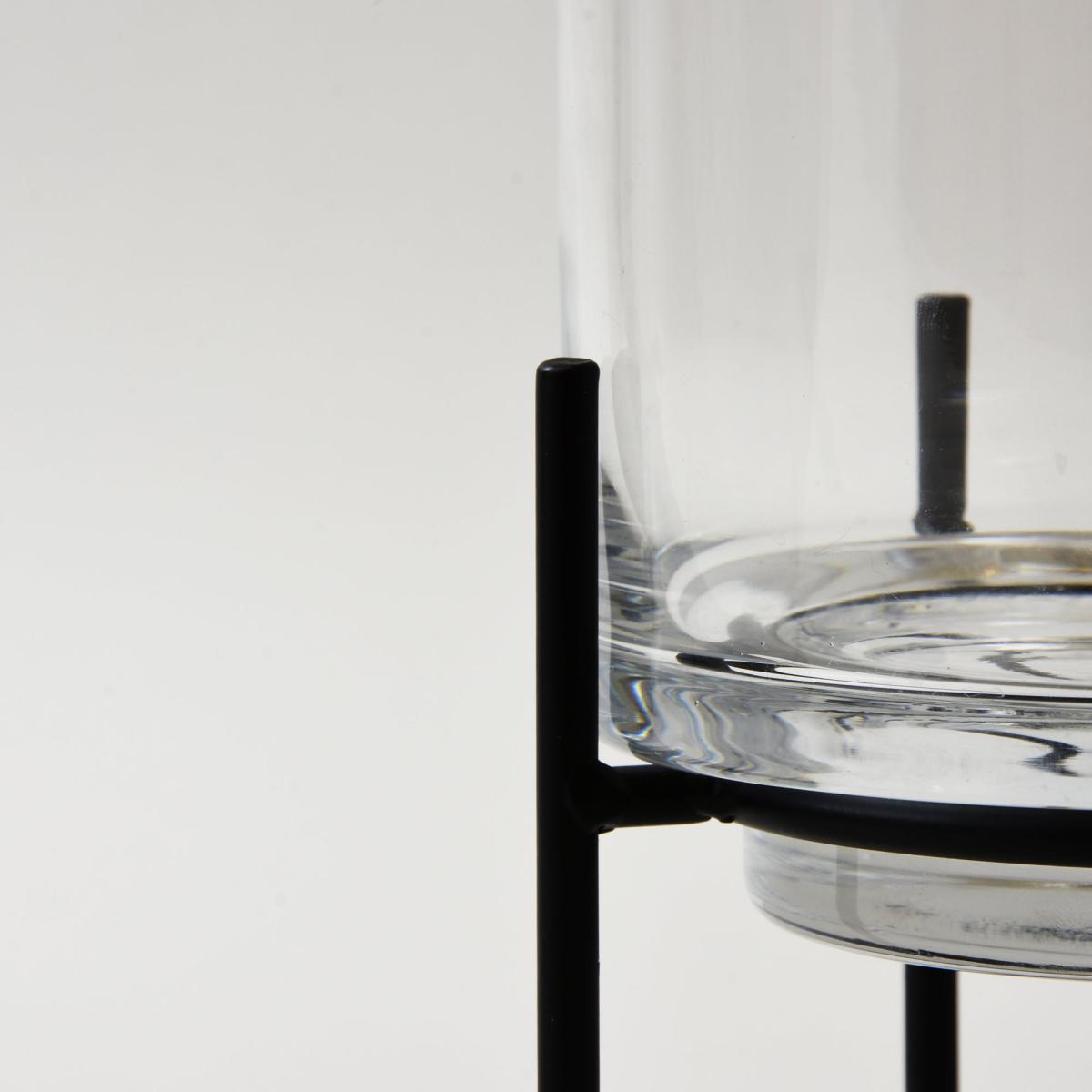 Clear Glass Hurricane Vase with Metal Stand Clear – image 2