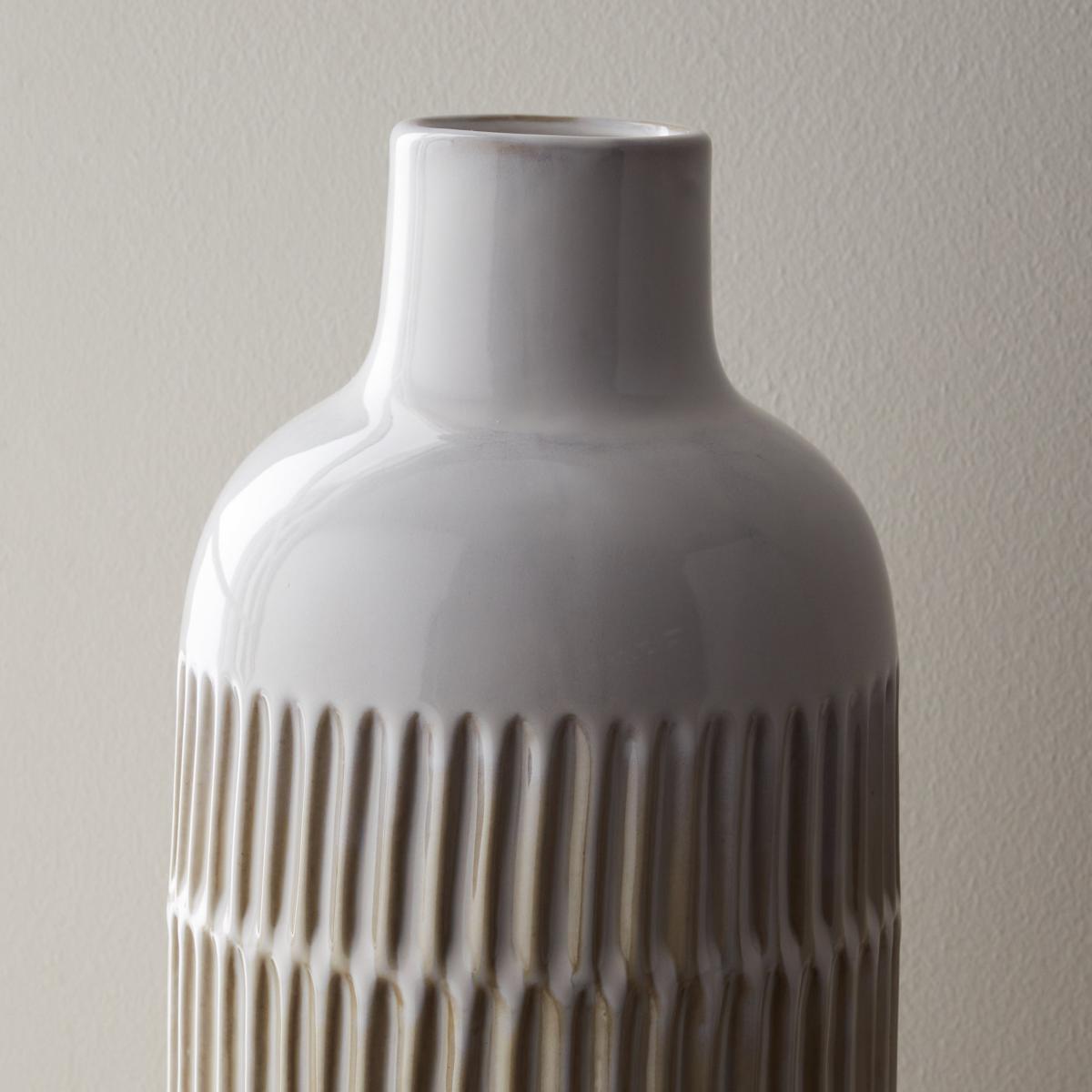 Concave Cream Vase 40cm White – image 2