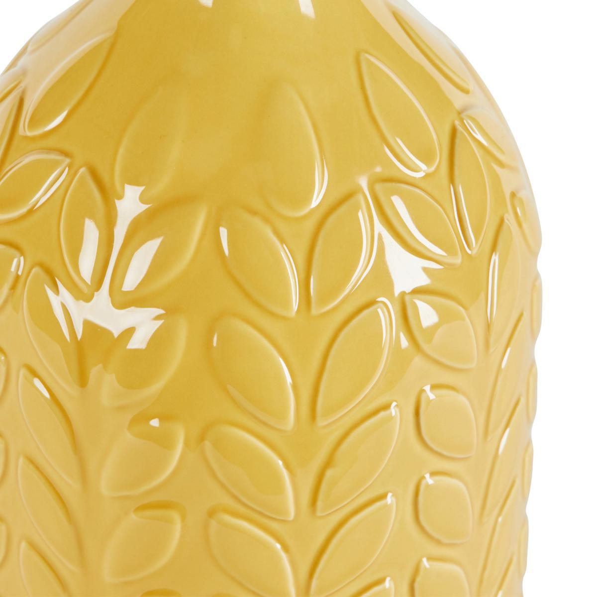 Ochre Leaf Effect Ceramic Vase Yellow – image 2