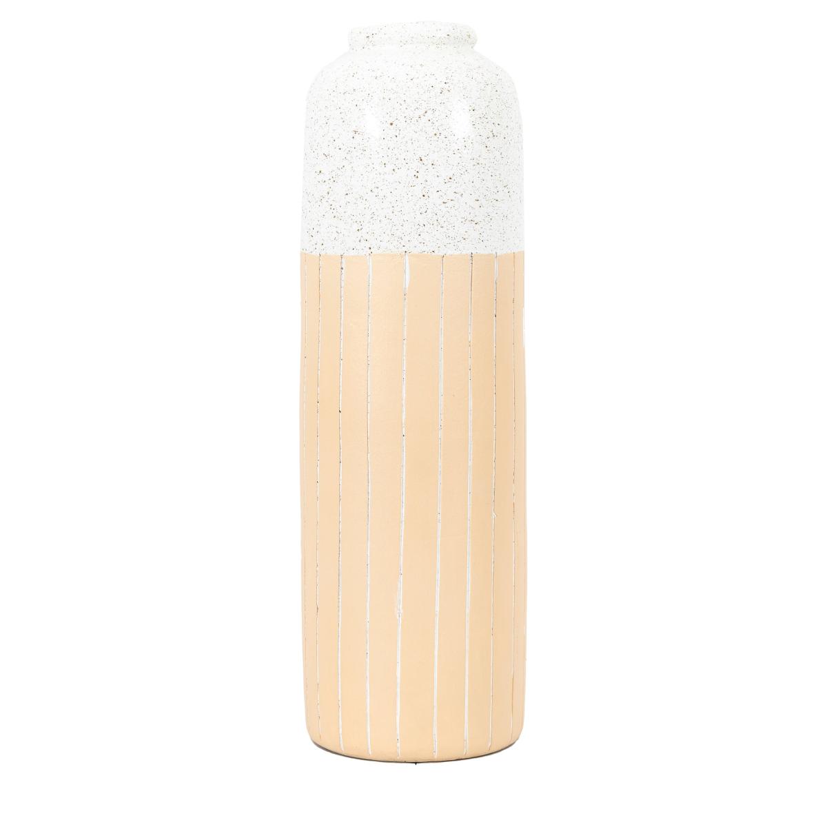 Ramsey Large Striped and Speckled Earthenware Vase White – image 4
