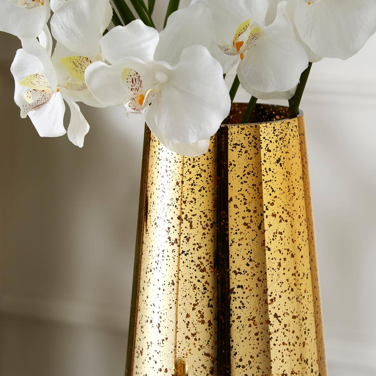 Metallic Speckled Glass Vase Gold – image 2