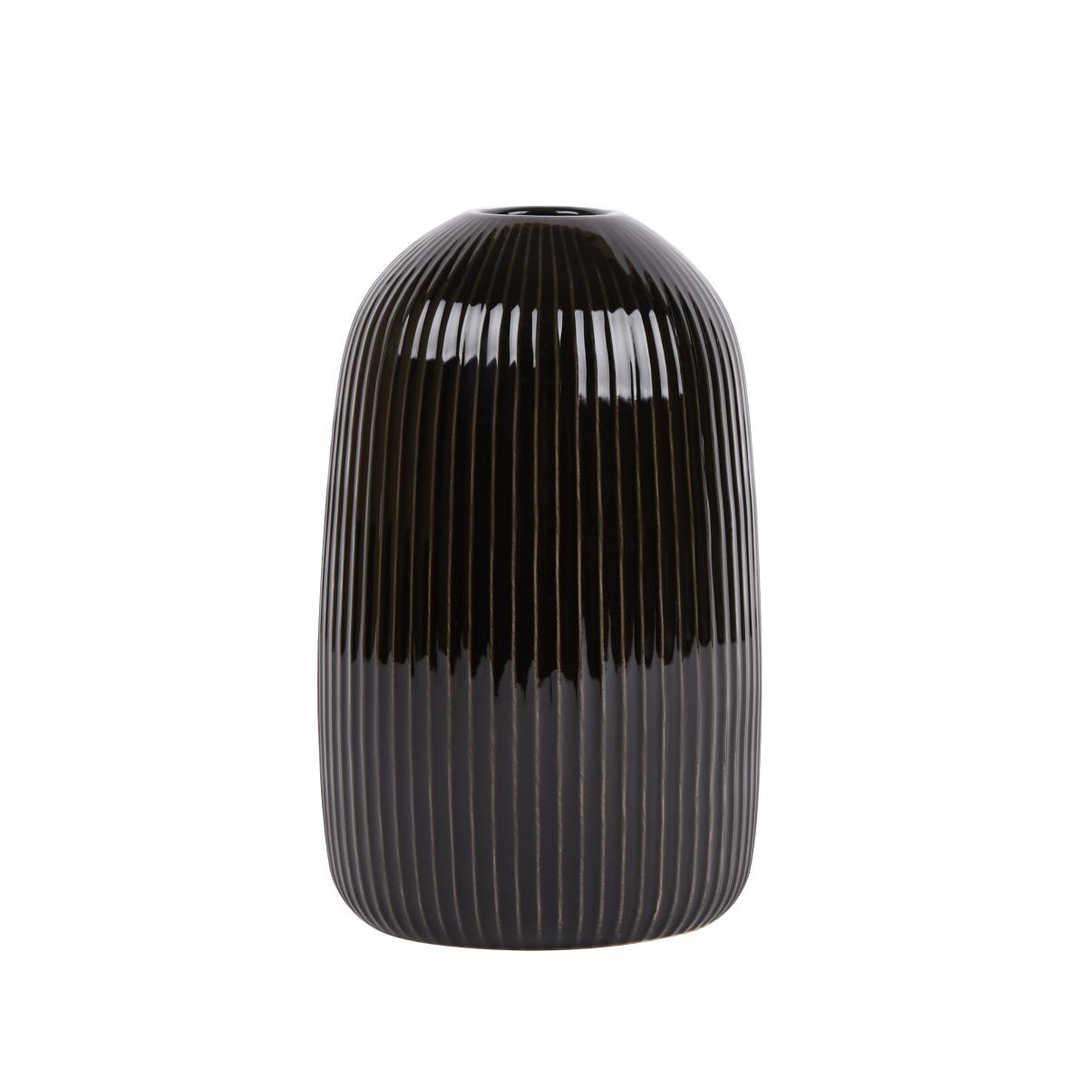 Ribbed Vase 20cm Black – image 2