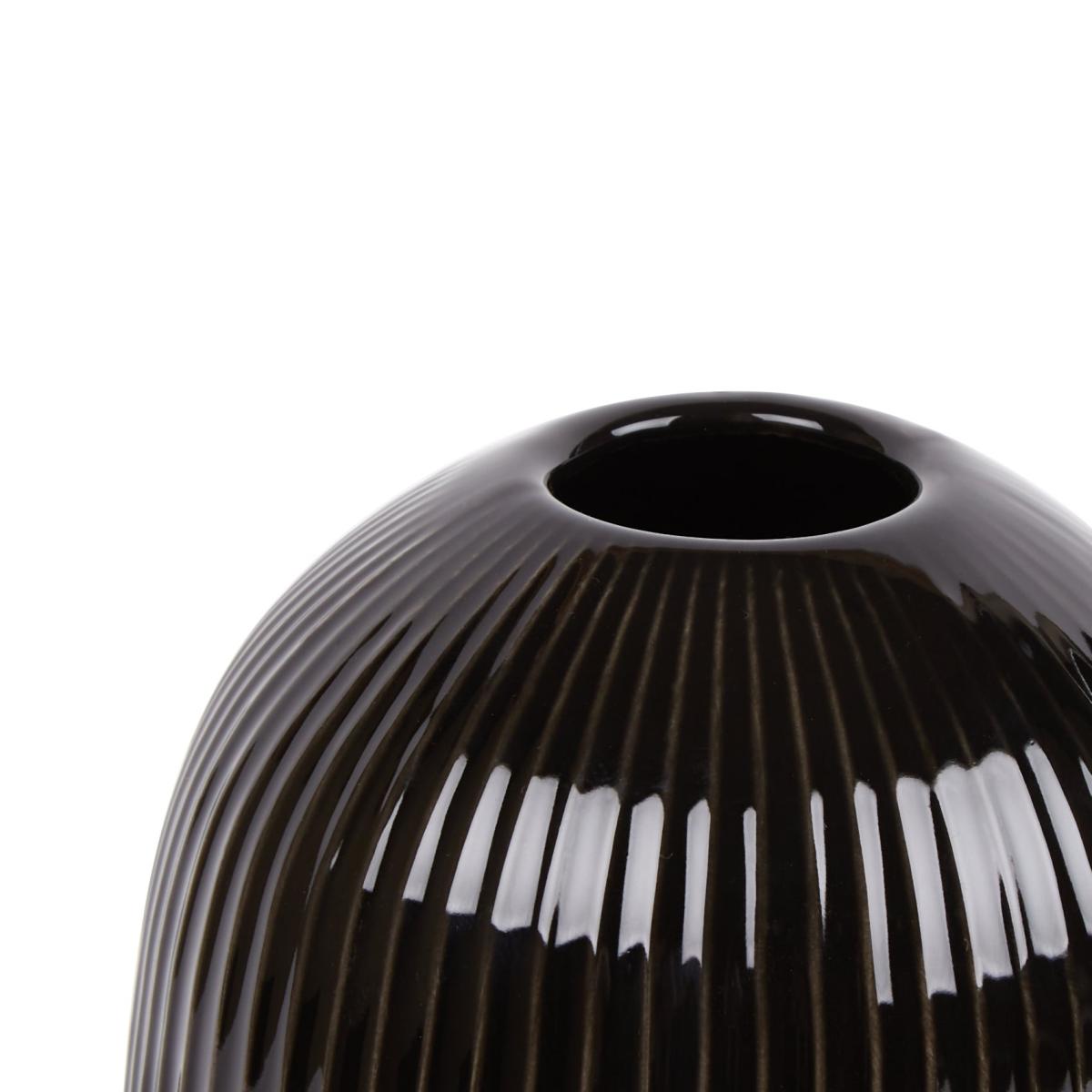 Ribbed Vase 20cm Black – image 3
