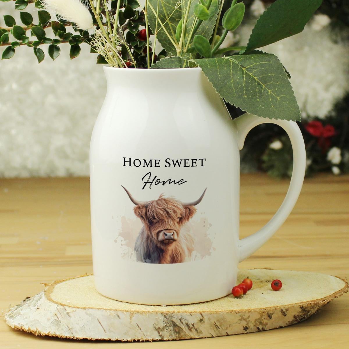 Personalised Highland Cow Flower Jug Vase – image 3