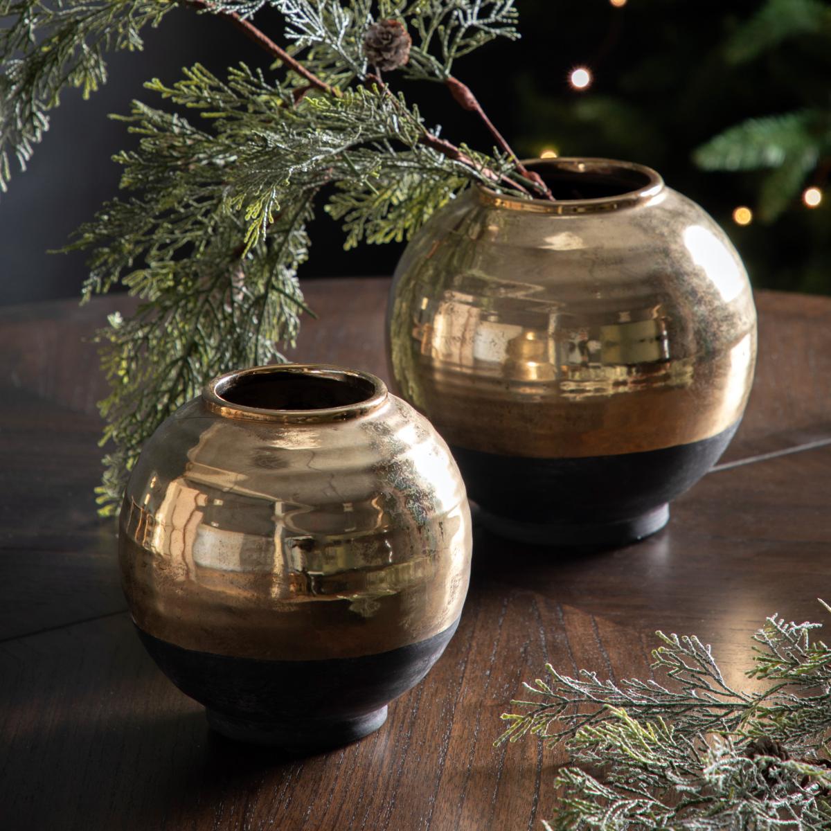 Amelia Round Vase Black and Gold – image 2