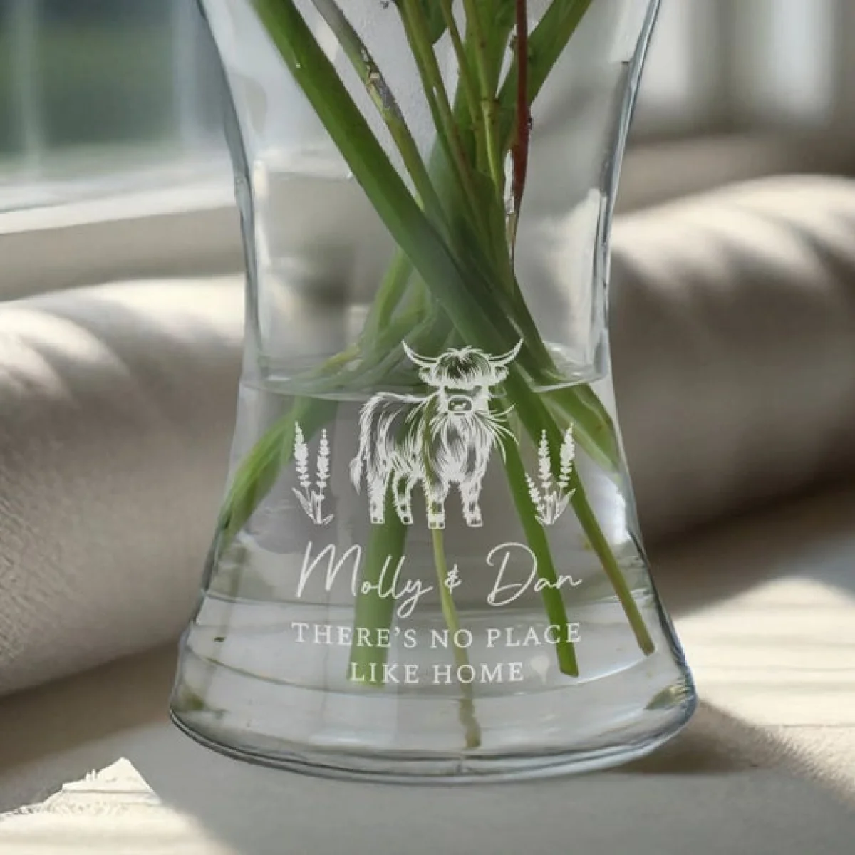 Personalised Highland Cow Waisted Vase – image 2