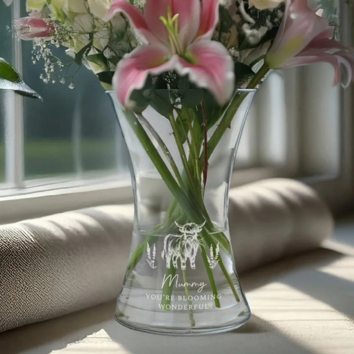 Personalised Highland Cow Waisted Vase – image 3