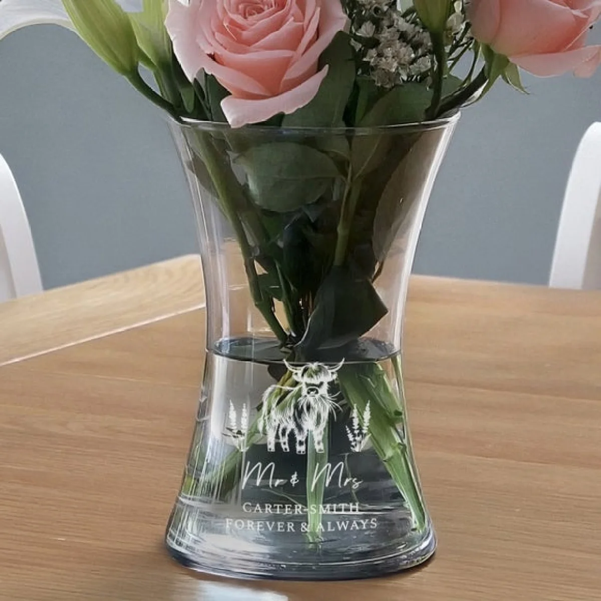 Personalised Highland Cow Waisted Vase – image 4