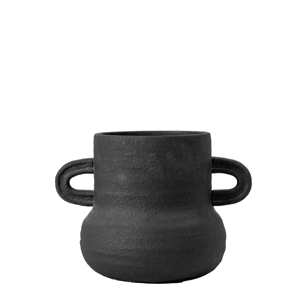 Etton Large Black Cement Vase Black – image 2
