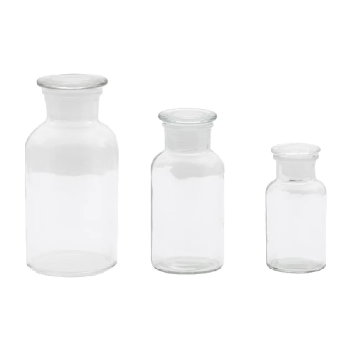 Set of 3 Apotheca Glass Vases Clear