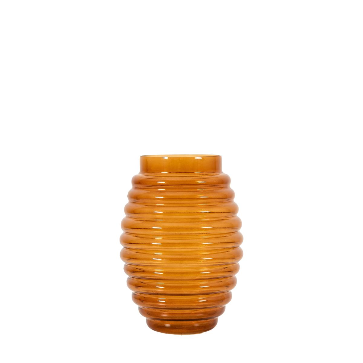 Ashwick Large Ribbed Glass Vase Mocha – image 2