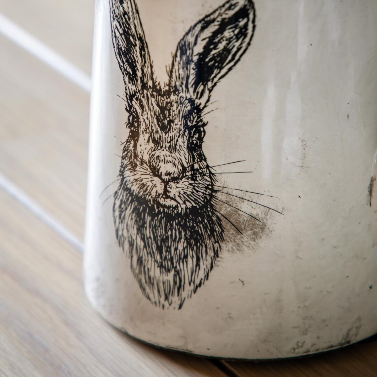Hare Distressed Pitcher Vase White – image 3