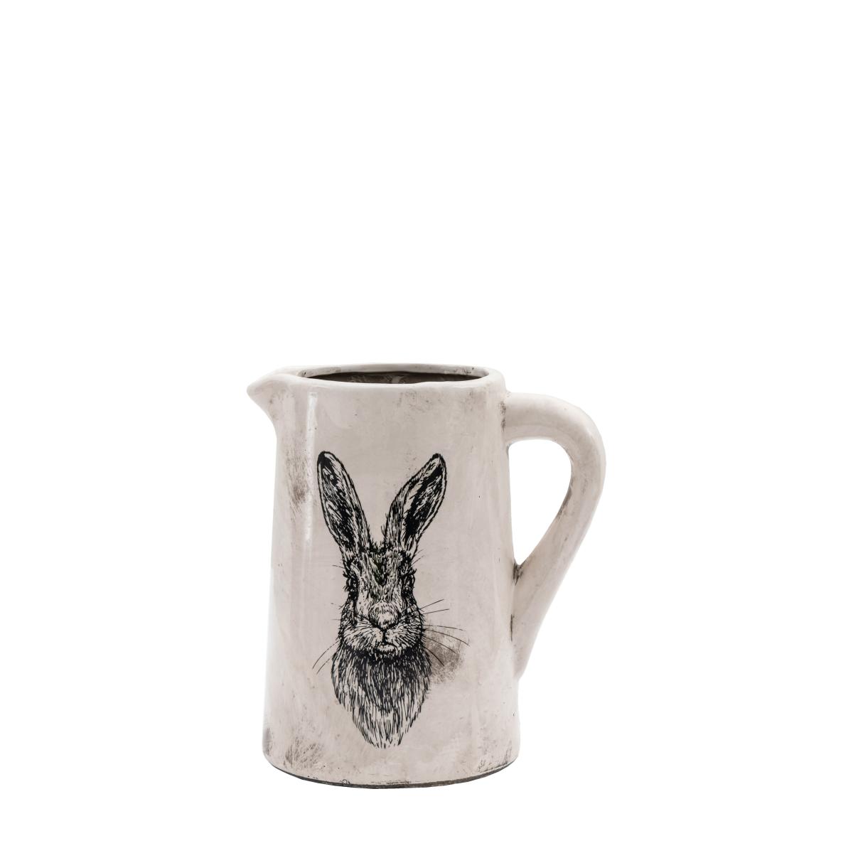 Hare Distressed Pitcher Vase White – image 5