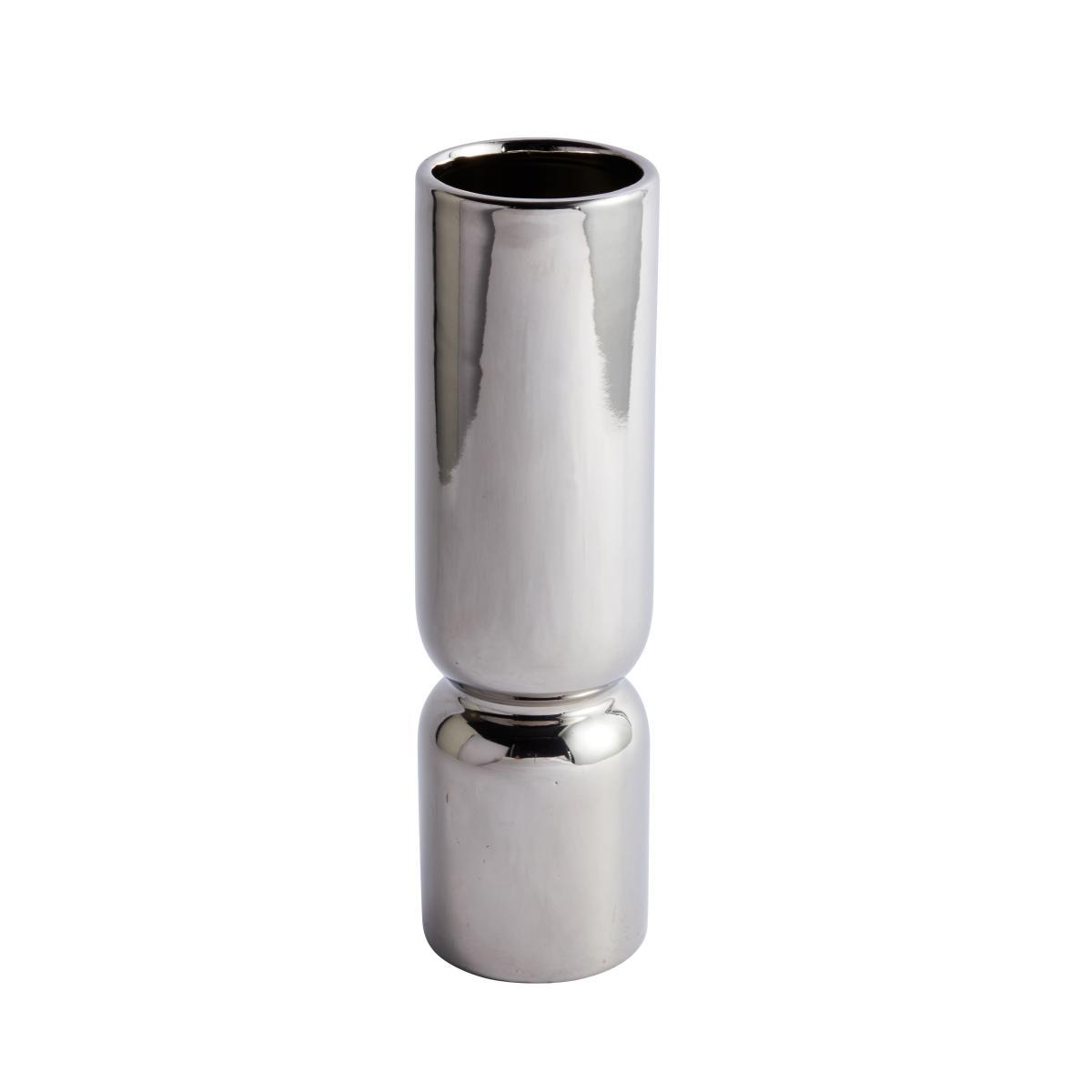 Ceramic Curves Vase Silver 35cm Silver – image 2