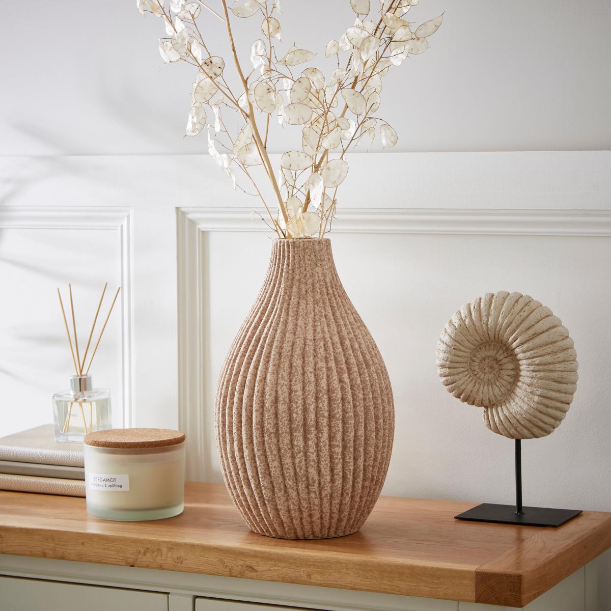 Ribbed Stone Bottle Vase Pebble Stone – image 2