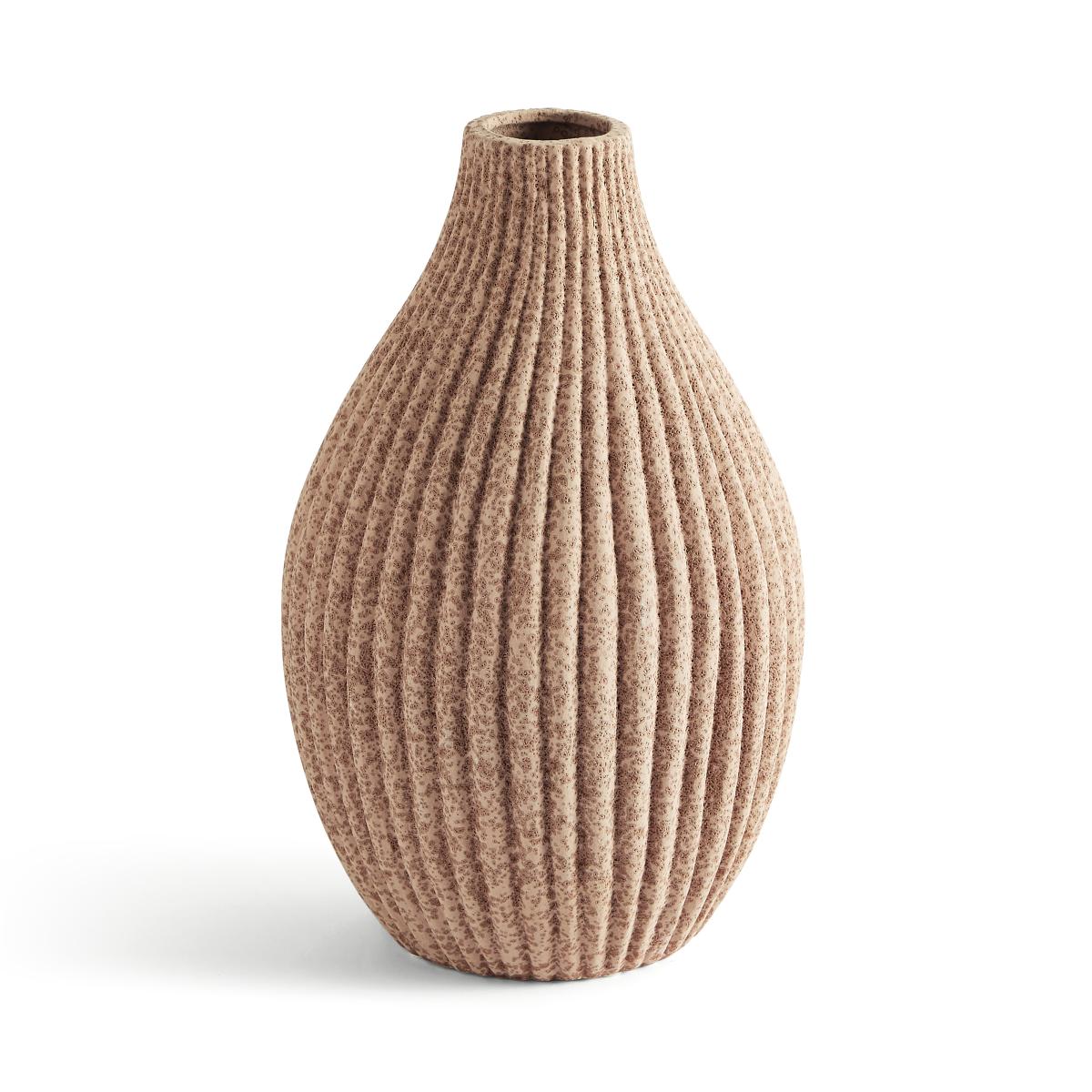 Ribbed Stone Bottle Vase Pebble Stone – image 3